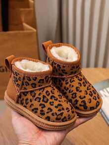 1 Pair New Kids Snow Boots, Boys & Girls Thermal Lined Thick Warm Waterproof, Suitable For School, Outdoor, Birthday Party And More - Brown - View 4