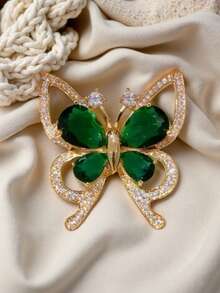 1 chiếc trâm cài áo bướm xanh ngọc lục bảo, huy hiệu cài áo đa năng làm quà tặng Halloween Giáng sinh - Màu xanh lá cây đậm - Xem 4