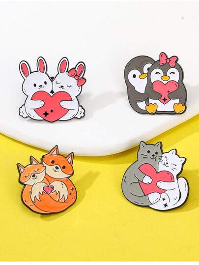 4 Peças Broche de Alfinete de Liga de Zinco Elegante e Fofo de Animais Cartoon, Decoração de Roupas e Bolsas, Presente de Natal para Todas as Estações