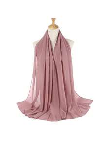 1pc Casual Solid Color Chiffon Scarf