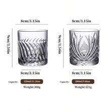 330ml/290ml Kristallgläser - Mehrzweck-Barbecher für Whiskey, Cocktails, Brandy und Rum | spülmaschinenfest, gemustertes Design | geeignet für den Heim- und Gewerbeeinsatz