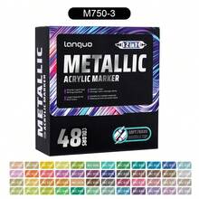12/24/48 Metallic Marker Set, Dual-Tip Acrylic Markers For Black Paper, Scrapbooks, Photo Albums, Rock Painting, DIY Arts And Crafts, Card Making, Scrapbooking Supplies