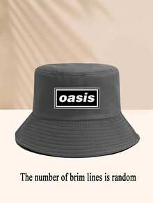 1 Piece Oasis Letter Printing Pattern Bucket Hat For Women Men Fisherman's Hats Sunscreen Windproof And Warm Suitable For Daily Leisure Black/White/Beige
