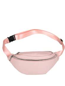 Túi đeo hông PU thời trang, đơn giản và đa năng, túi đeo chéo một vai đa năng dành cho cả nam và nữ, thích hợp cho thể thao. - Hồng - Xem 7