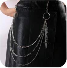 Jean Chain Belt For Men&Women, Pocket Chain Goth Punk Chain Belt Chain Layered Chunky Pants Chain And Vintage Hip Hop Wallet Chain Jewelry Accessory For Women Men - Cross6 - 查看 6