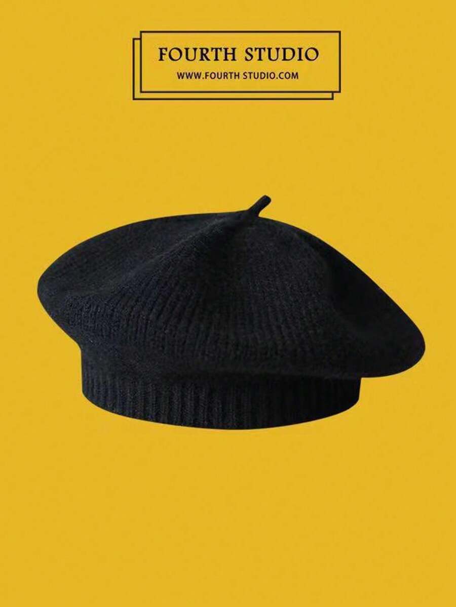 This Compact British Vintage Street Style Beret, Knitted Artistic Design, Suitable For Autumn And Winter, Versatile And Warm, An Ideal Choice For Casual Occasions. - Multicolor - View 1
