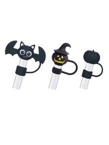 6 Stück rosa schwarze Trinkhalm-Abdeckkappen kompatibel mit Becher-Zubehör für 40 30oz Becher, 10mm wiederverwendbare süße Trinkhalm-Topper-Accessoires, tragbare Schutzstöpsel Dekorationen Geschenke für Party süße Cartoon Strohhalm Staubabdeckung, rosa lila himmelblau