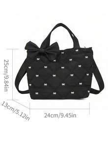 Large Capacity Tote Bag, Quilted For Autumn/Winter, Elegant Butterfly Embroidery New Shoulder Bag, Casual Outdoor & Commute Handbag, Cute Style For Women