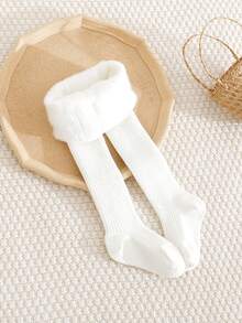 3pcs Girls' Solid Color Leggings, Thermal Lined, Soft & Comfortable, Suitable For Autumn/Winter; Young Girls' Vertical Striped Thermal Tights, Suitable For Daily Wear