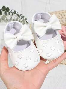 Zapatos de bebé bordados con forma de corazón para niños de 0 a 1 año - Blanco - Ver 11