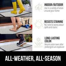 GORILLA GRIP 100% Impermeable Alfombra de Entrada WeatherMax para Todas las Estaciones, Diseñada en EE. UU., Caucho Natural, Resistente a Manchas y Desvanecimiento, Alfombras de Entrada de Bajo Perfil para Interior y Exterior, Fácil de Limpiar, 17x29 Diamante Gris - Celosía gris claro - Ver 4