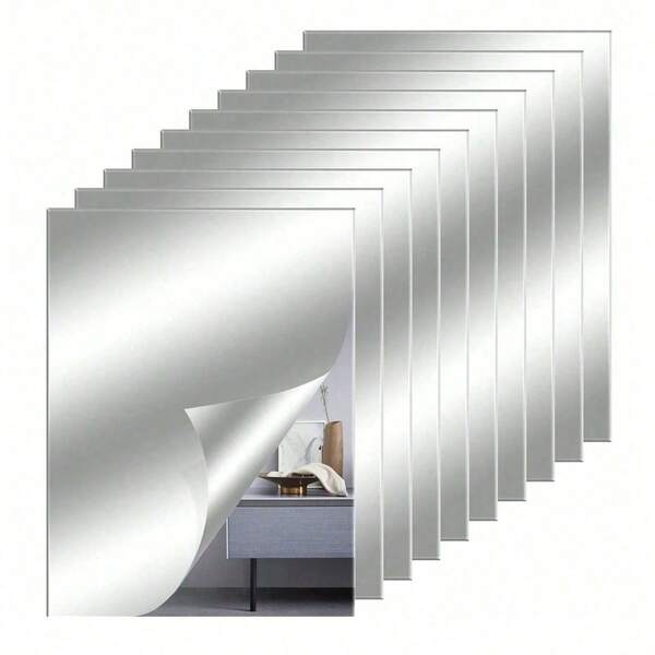 5Pcs Self Adhesive Acrylic Sheets Flexible Mirror Wall Stickers ,Mirror Tiles Square Cuttable Mirror Wall Stickers, Non-Glass Mirror Stickers Safety Reflective Mirror For DIY Craft Home Wall Decor - Flexible Non-Glass Decorative Tiles For Home & Wedding Decor Perfect For Table Centerpieces Room Decor Bedroom Decor Kitchen Decor