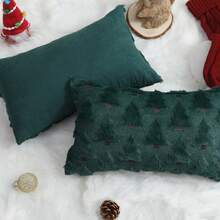 1pc Christmas Decoration Soft Faux Fur Plush Christmas Pillow Cover, Suitable For Living Room Bedroom Sofa, Pillow Insert Not Included - Green - View 8