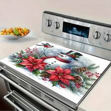 1 buc., Crăciun Fericit, Model Decorativ cu Temă de Flori și Om de Zăpadă, Covor Izolator pentru Mașină de Cafea, Covor Practic pentru Mașina de Spălat, Rafinat și Frumos Acasă, Ușor de Uscat și Șters. - Multicolor - Vizualizare 10