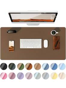 Leather Desk Pad, Office Desk Mat, Large Mouse Pad, Writing Board, Office Desk Blotter, Black, White, Purple, Pink, Gray, Green, Blue Non-Slip PU Leather Imprint, Laptop Pad, Waterproof Writing Mat For Office And Home Gaming Mouse Pad Desk Accessories Office Supplies Office Desk Accessories Mousepad Mouse Pad For Desk