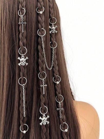 26/13pcs Cross&Skull Decor Hair Ring,Dreadlocks Beads Clips Hair Accessories Loc Hair Jewelry For Braids For Party,Gold Head Piece For Halloween Party,Fall,Hair,Hair Accessories,Accessories,Hair Accessories For Women,Travel,Hair Accessories,Accessories Women,Hair Accessory,Hair Accessories Women,Hair Tools,Hair Stuff,Stuff,Beauty Accessories,Gifts,Travel,Gifts For Women,Hair Stuff,Stocking Stuffers