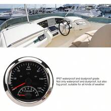 Velocmetro GPS, Odmetro, con Tacmetro, 8000 RPM, 85 Mm, 3 3/8 Pulgadas, Velocmetro GPS con Luz de Indicacin para Vehculos ATV Marinos Bisel plateado con esfera negra - Bisel plateado con esfera negra - Ver 4