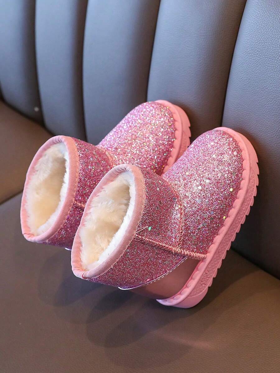 1 Pair 2025 New Toddler/Kids Anti-Slip Waterproof Soft Sole Thermal Lined Snow Boots