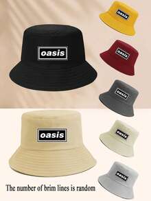 1 Piece Oasis Letter Printing Pattern Bucket Hat For Women Men Fisherman's Hats Sunscreen Windproof And Warm Suitable For Daily Leisure Black/White/Beige