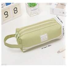 1pc Korean Style Dual Layer Oxford Cloth Handheld Stationery Bag, Spacious Capacity Zipper Pencil Case For Students - Multicolor - View 26