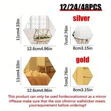 12/24/48pcs 3D Geometric Hexagon Acrylic Mirror Wall Stickers, Removable Decorative Mirrors, Hexagon Art Decor, For Home Decor, Stickers, Wall Decor, Self-Adhesive & Reusable, Shiny Feature, Glossy, For Home Decor, Room Makeover, Modern Home Decor, Renew Your Home, Rama Decor Sticker Gift Birthday Graduation Wall Decor Room Decor Wall Mirror Bathroom Decor Living Room Decor Bedroom Decor Kitchen Decor