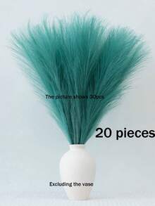 10/20 件装 - 人造藤条草波西米亚风装饰假芦苇草，蓬松大号人造芦苇，可用于花瓶填充、农舍家居厨房波西米亚风装饰、房间装饰、婚礼派对装饰（薄荷蓝）、情人节、毕业典礼、秋季装饰、秋季、人造植物 - 薄荷藍 - 查看 10