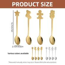 4/8/12pcs Creative Christmas Stainless Steel Coffee/Tea/Soup Spoons, 12.7cm,Christmas Decor,Partyfavor,Food Catering For Christmas
