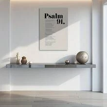 1pc Framed Canvas Wall Art, Psalm 91 Bible Verse Art Print Canvas Poster, Ideal Gift For Bedroom Living Room Hallway Dorm Wall Decor