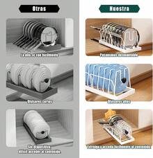 Organizador de Sartenes y Ollas Corredero Porta Sartenes de Cocina 10 Compartimentos Ajustables Metal Estante Tapas de Ollas Cajon Tofaney - blanco 1 paquete - Ver 6