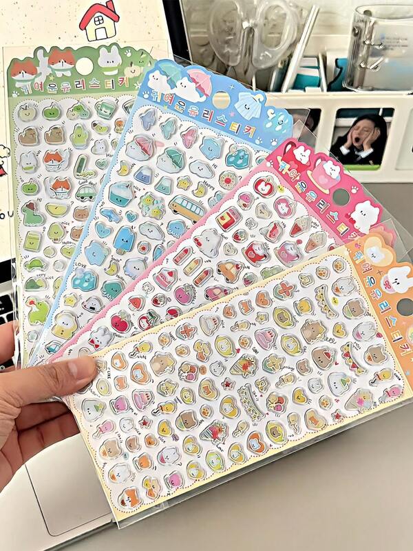 Stickers Cute 3D Stereo Reward Stickers DIY With Glitter Girls Decorative Stickers, Suitable For Phone Cases, Notebook Decorations And Handicrafts, Fun Stickers, Diary Decorations, 3D Embossed Stickers, Graffiti Stickers