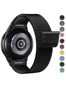 20mm Elastic Seamless Nylon Watch Band, Compatible With Samsung Galaxy Watch 7/6/4/Classic/5 Pro (44mm, 40mm, 43mm, 47mm, 42mm, 46mm), Breathable Nylon Loop Band, Compatible With Galaxy Watch 7 (20mm), Smartwatch Accessories, Unisex - Black - View 11