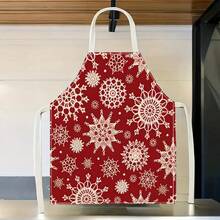1 pièce Tablier à motif flocon de neige, tablier de nettoyage de maison imprimé créatif et amusant, tablier de cuisine imperméable et facile à nettoyer, tablier de maison créatif, uniforme de travail