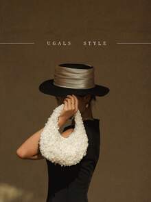 Bolso de embrague de mujer con flor de ganchillo de tela de algodón con forma ovalada para el Día de San Valentín, bolso de novia de boda, bolso de fiesta y baile con perlas tejidas a mano en forma de media luna