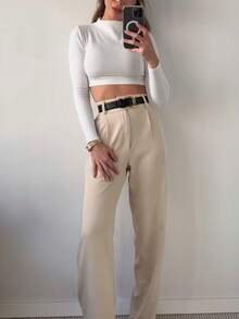 Fkmoda Tailored Palazzo Pants - Nude - View 1