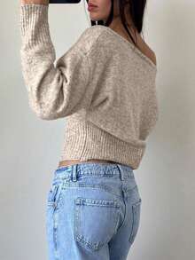 Suéter de punto sexy con hombros descubiertos, cómodo y elegante, adecuado para citas, reuniones casuales y viajes en otoño/invierno