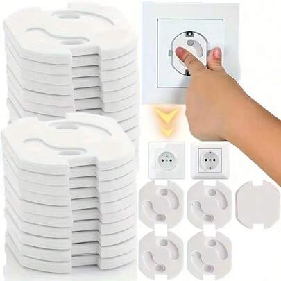 30/20/10/8/4/2/1 pezzi Copri prese elettriche di per bambini, Copri prese di per bambini di colore bianco, Stile europeo, Senza fori, Anti-shock elettrico, domestica, Realizzati in materiale ABS, Adatti per prese usate raramente, Facili da installare e rimuovere, Dispositivo di standard per prese
