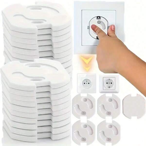 30/20/10/8/4/2 piezas Cubiertas de enchufe para bebé, Protectores de enchufe para niños de color blanco, Cubiertas protectoras de enchufe europeas, Anti-descarga eléctrica sin agujeros, Material ABS, Adecuado para enchufes sin usar, Fácil instalación y extracción, Dispositivo de enchufe estándar
