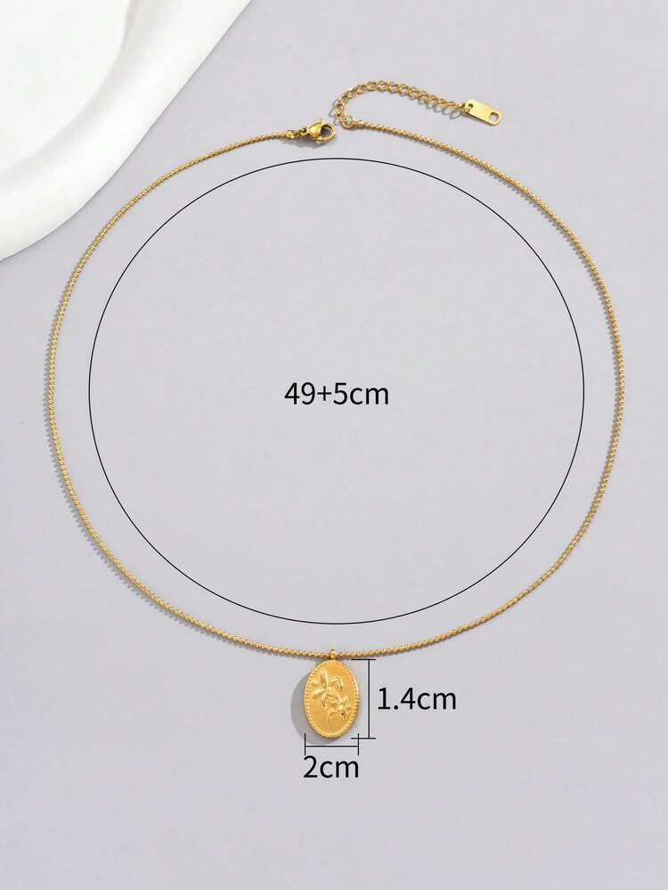 18k Gold Plated Simple & Beautiful Flower Pattern Stainless Steel Lily Pendant Necklace For Women, Happy Holidays Best Friend Gifts Valentines