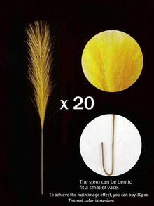 10支人造芦苇草波西米亚风装饰仿真蒲苇草，高挑蓬松的假花，可用于花瓶填充，农舍家居厨房波西米亚风装饰，房间装饰，婚礼派对装饰（黄色），秋季装饰，人造植物 - 黃色 - 查看 7