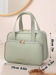 1pc Portable PU Leather Makeup Bag, Large Capacity Professional Cosmetic Organizer Pouch With Zipper, Brush & Pencil Holders, Waterproof Material, Multi-Compartment Design, Easy To Clean, Multifunctional Travel Toiletry Bag, Suitable As Birthday, Mother's Day, Christmas Gift, Beach Bag, Back To School Toiletry Bag - Multicolor - View 16