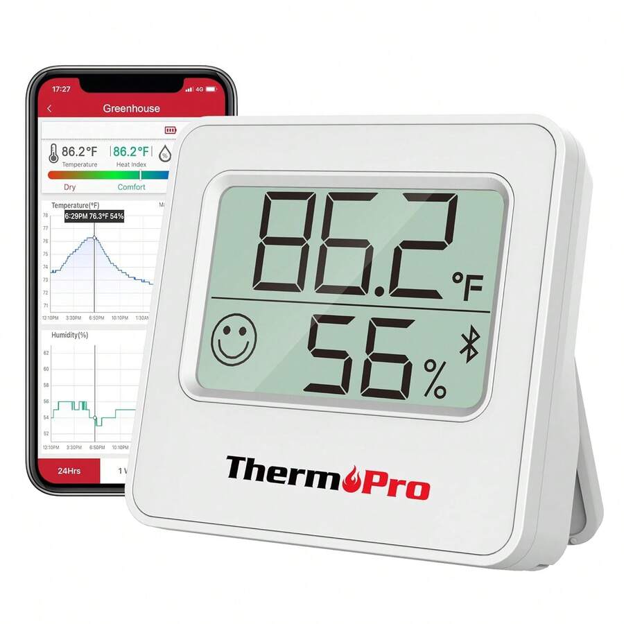 ThermoPro TP357 Termómetro digital higrómetro interior de 260 pies, termómetro medidor de humedad con aplicación inteligente, termómetro de habitación medidor de humedad con sensor de humedad de temperatura - 1 - Ver 1