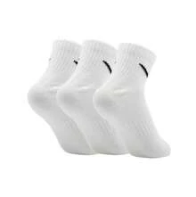 Nike Quick-Dry Soft Comfortable Unisex Training Socks, New Fit-To-Foot Shape Long-Lasting Non-Deforming Training Sports Socks, Minimalist Solid Color Versatile Daily Mid-Calf Socks, Essential Style SX7677-100 - White - View 2