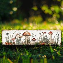 2D Flat, 2D Vintage Aluminum Mushroom And Wildflower Wall Art - Rustic Metal Sign With Mushrooms, Flowers, And Butterflies, Perfect For Home, Bar, Cafe, Garage Decor, Mother'S Day, Father'S Day, Graduation, Lei Day, Cafe Wall Decor|Rustic Wall Art|Durable Wall Sign, Mushroom Decor - 彩色 - 查看 4