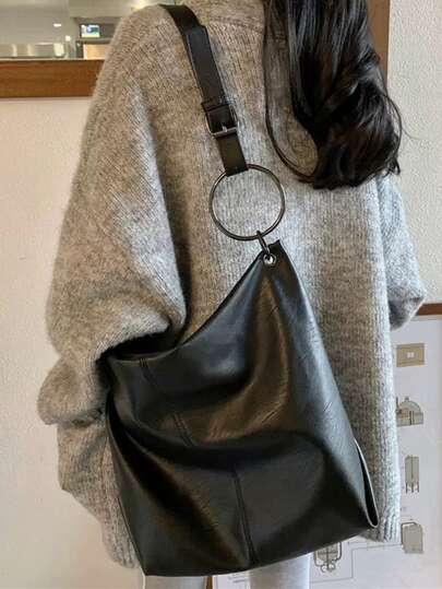 New Autumn/Winter Korean Style Large Capacity Soft Leather Lightweight Adjustable Strap Casual Commute Versatile Crossbody Tote Bag