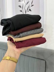 Women's Body MANGUINHA Elegant Minimalist Bory Gray Basic Short Sleeve Thick Fabric Hollowed-Out Closed Neckline Plain Launch 2024 - 紫紅色 - 查看 4