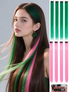 8 PCS Colored Clip In Hair Extensions 20 Inch Long Multi Color Party Bright And Vibrant Rainbow Hair Extensions Synthetic Colored Wigs For Halloween Parties At Music Festivals