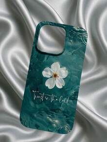 花朵 1 件经典花卉和文字 2D 图案优雅领带，适合作为送给朋友、家人、情侣、生日、节日的礼物，哑光黑色软壳兼容 17/16/15/14/13/12/11/Pro/ProMax/X/XR/XS/XSMAX/7/8/PLUS - 黑色 - 查看 5