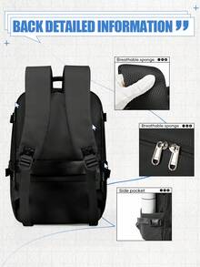 男士多功能背包，带多个口袋和多个隔层 - 耐用、时尚的笔记本电脑和旅行包，带鞋柜，飞机认可的旅行背包，非常适合上学、工作和通勤，有 5 种颜色可选，日常通勤包可转换背包拉链封口 - 彩色 - 查看 8