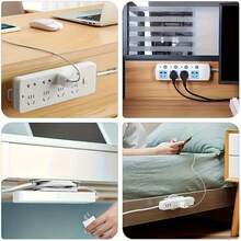 5 件/10 件自粘式电源板支架 - 壁挂式，无损可拆卸且耐用的塑料 - 节省空间的整理器、实用挂钩、家庭办公室电源线夹、简约设计、无需钻孔、实用挂钩 - 白色 - 查看 6