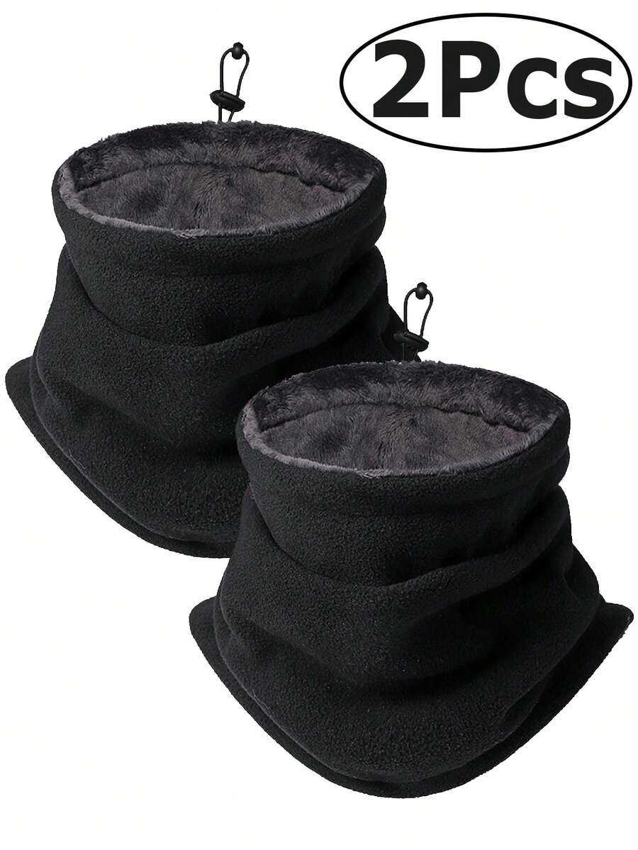 2 Piezas /1 Pieza Calentador de cuello de invierno tipo gaitera para hombres y mujeres, bufanda de forro polar de invierno a prueba de viento para esquiar, hacer senderismo, ciclismo - Multicolor - Ver 1